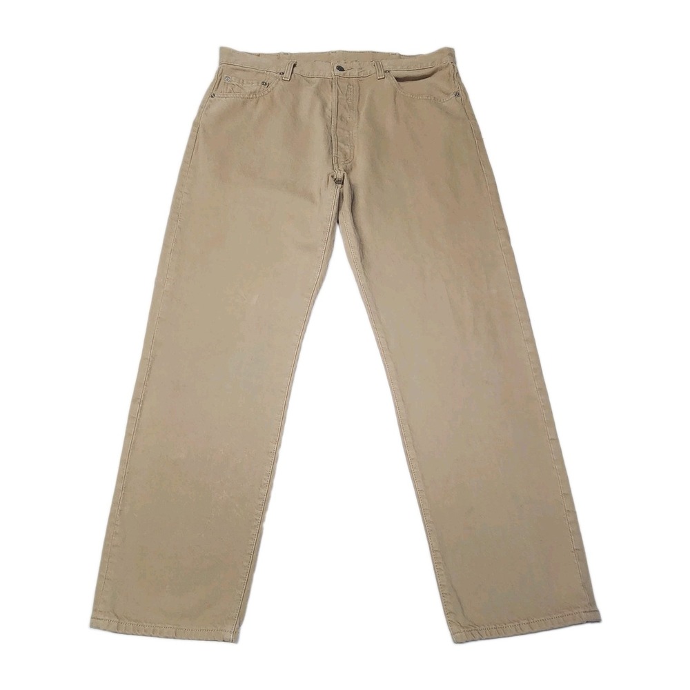 Vintage 2003 Levi's 501 Jeans Mens 38x30 Tan Khaki Button Fly Made Mexico